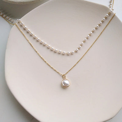 Simple Double-Layer Pearl Choker Necklace