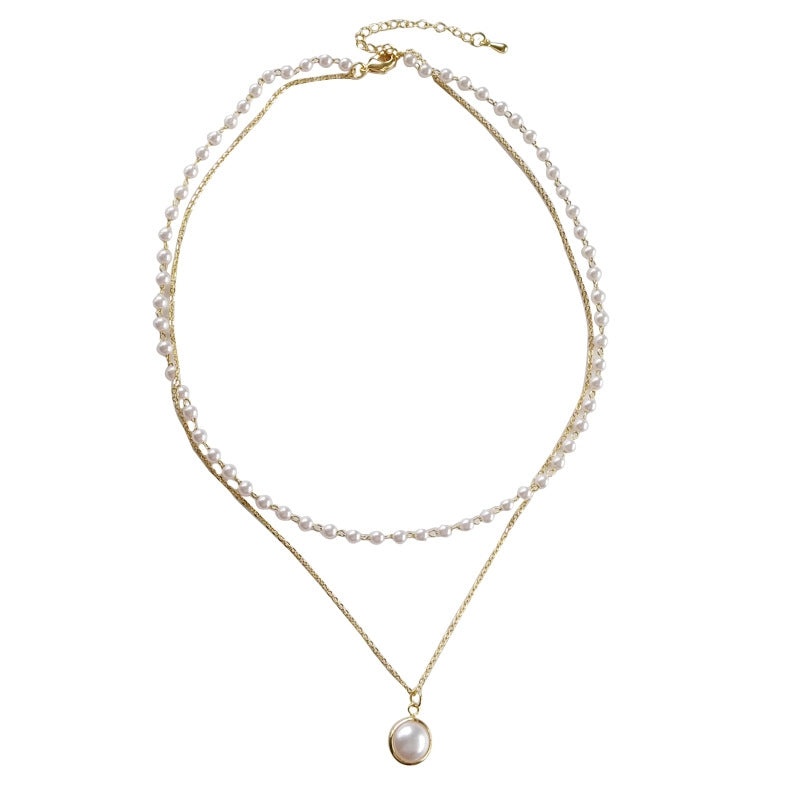 Simple Double-Layer Pearl Choker Necklace