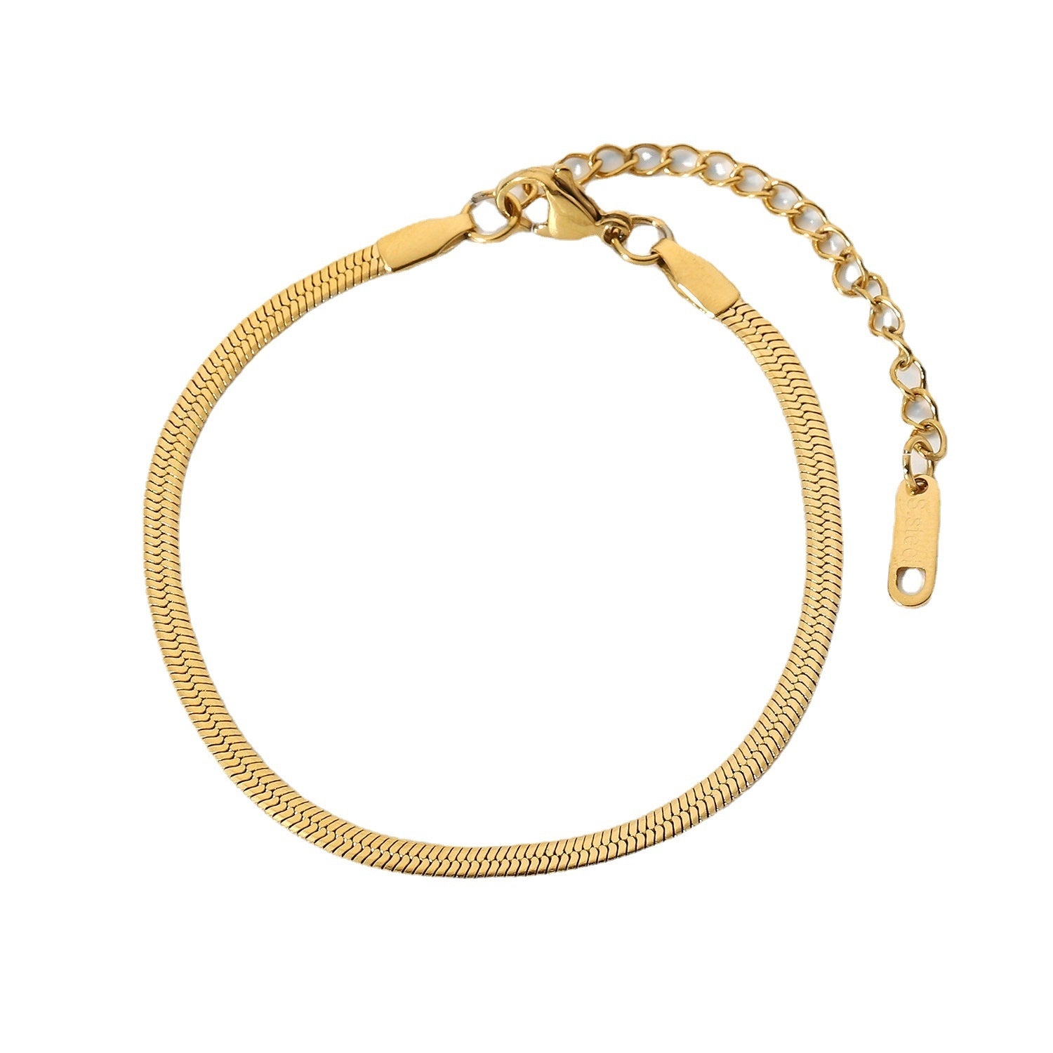 Stainless Steel Snake Chain Bracelet - Gold 3mm Blade Chain for Women