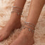 Simple Multi-layer Heart and Star Tassel Chain Anklet Set