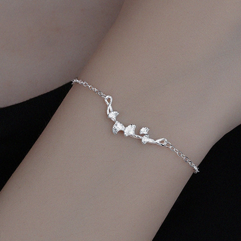 Ginkgo Leaf Alloy Pendant Bracelet - Simple Japanese Korean Style