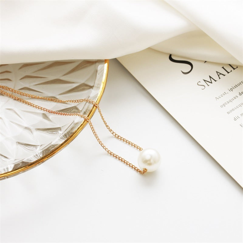 Simple Pearl Ball Short Necklace Korean Star Clavicle Chain