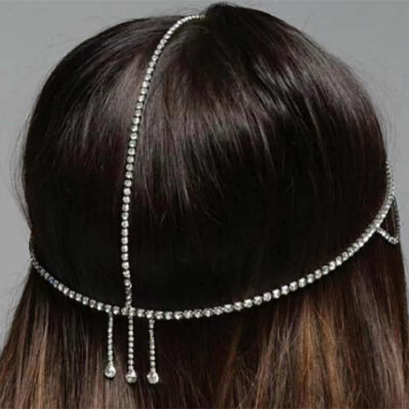 Elegant Rhinestone Water Drop Hair Chain Accessory