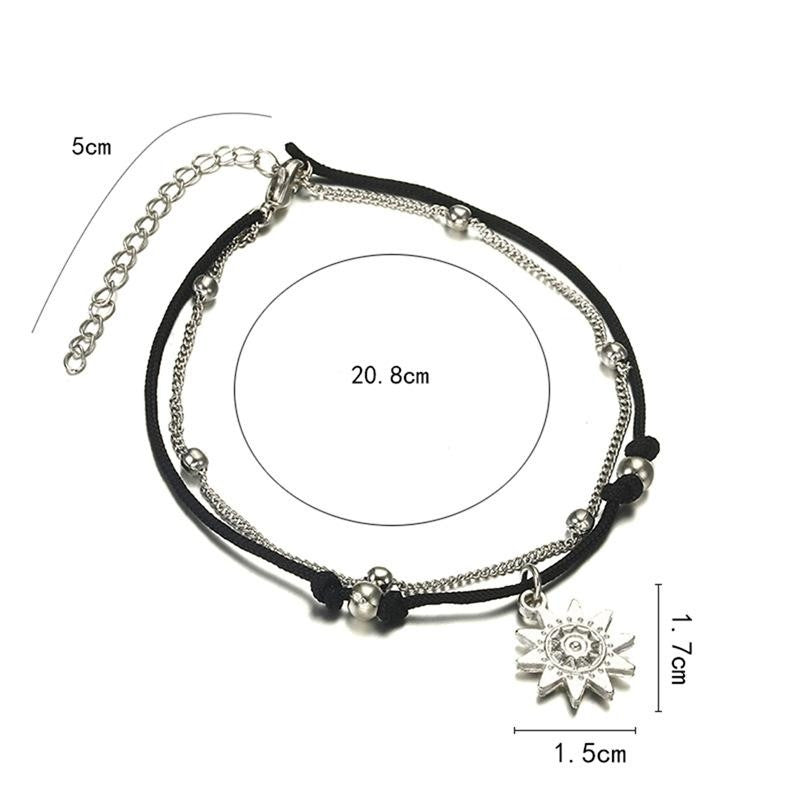 Simple Rope Sun Alloy Double-Layer Anklet