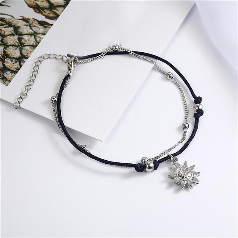 Simple Rope Sun Alloy Double-Layer Anklet