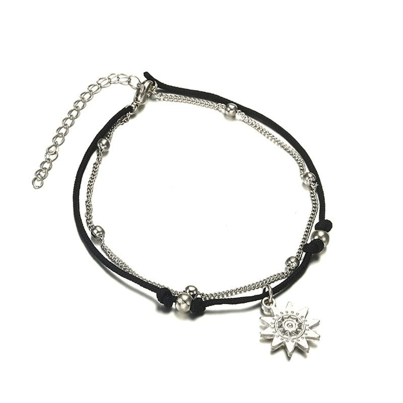 Simple Rope Sun Alloy Double-Layer Anklet