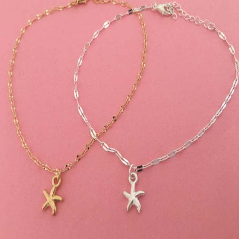 Simple Alloy Starfish Pendant Anklet for Women