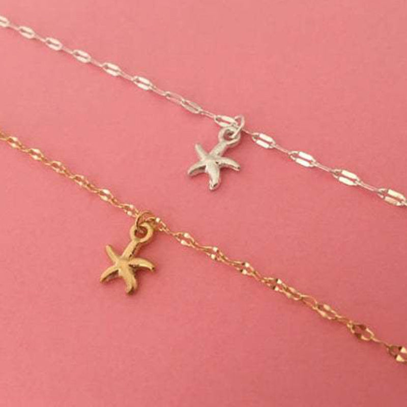 Simple Alloy Starfish Pendant Anklet for Women