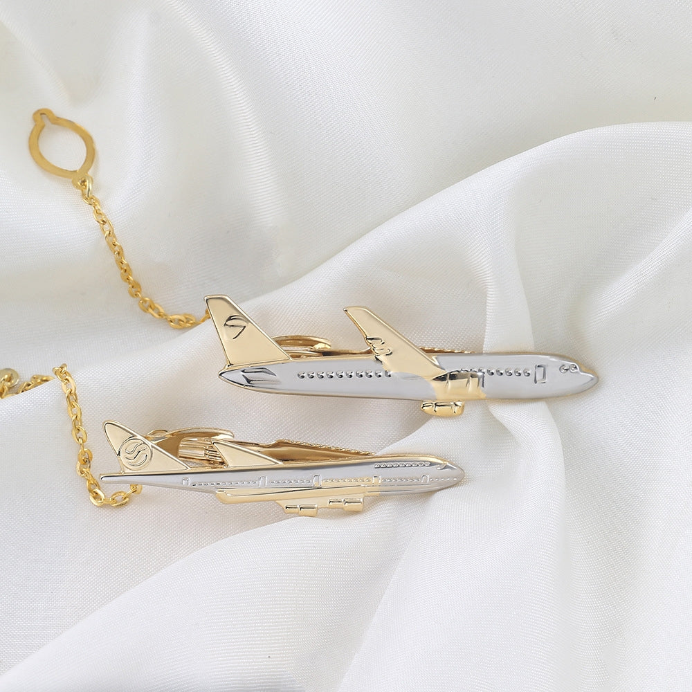 Simple Style Gold Airplane Metal Tie Clip for Men