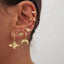 Simple Style Moon and Star Rhinestone Inlay Pearl Women's Ear Clips Set