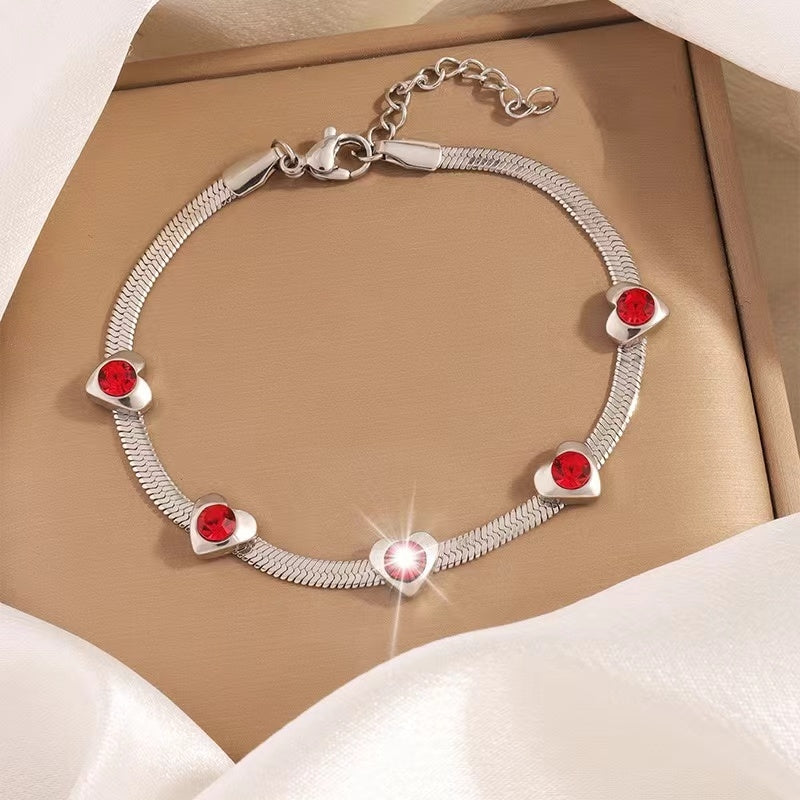 Simple Style Artistic Pentagram Heart Shape Floral Stainless Steel Snake Chain Bracelets for Women