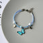 Simple Blue Butterfly Alloy Knitting Bracelet for Women