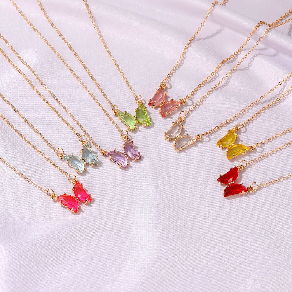 Elegant Crystal Butterfly Pendant Necklace for Women