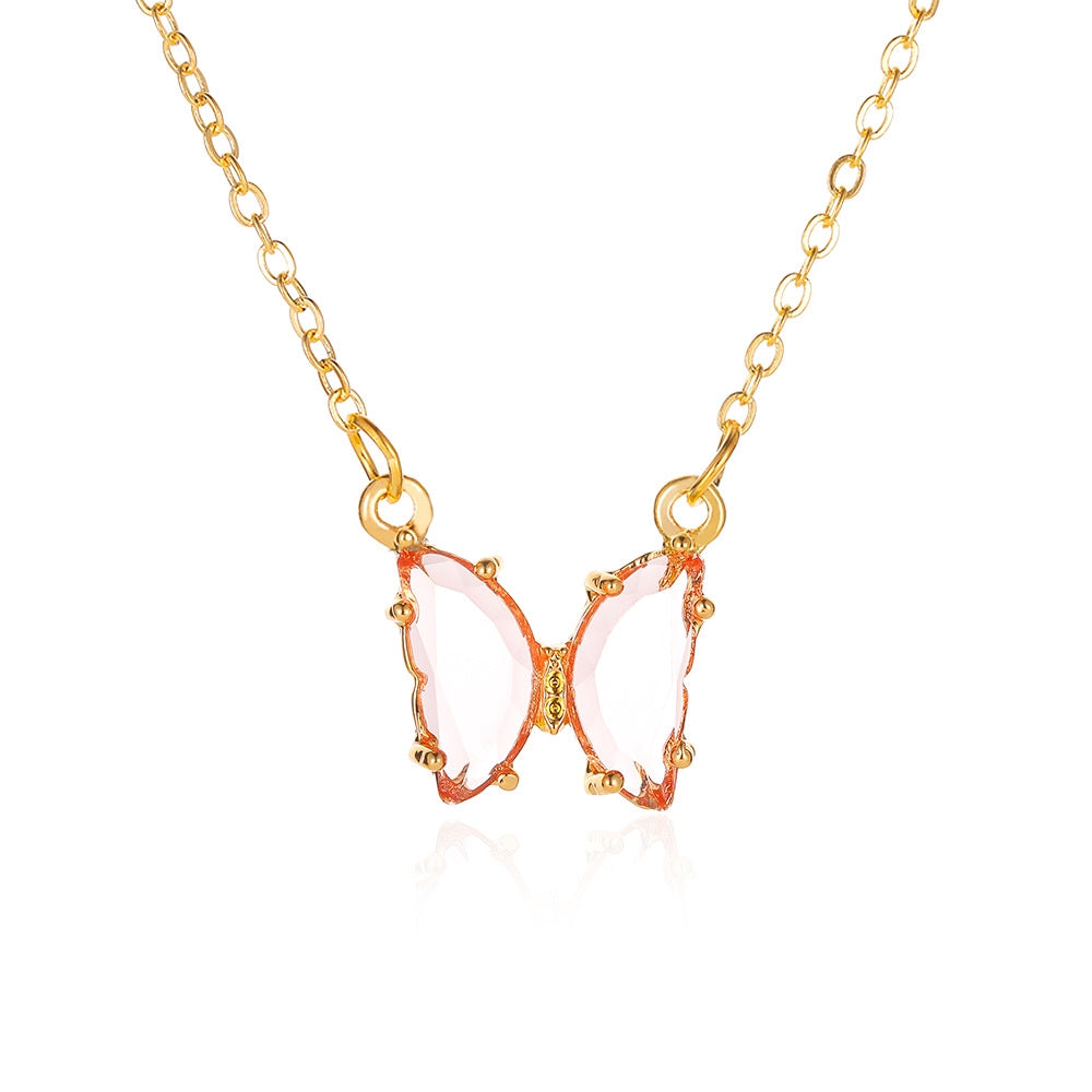 Elegant Crystal Butterfly Pendant Necklace for Women