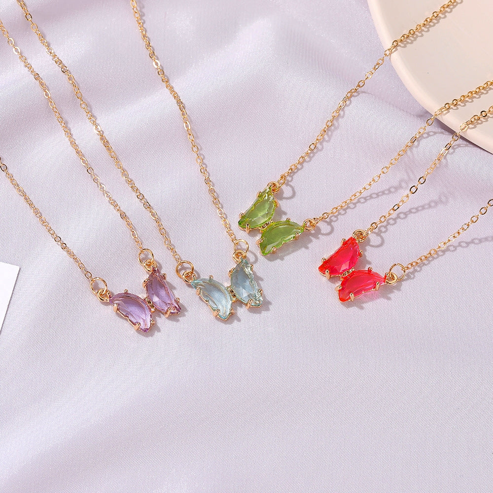 Elegant Crystal Butterfly Pendant Necklace for Women