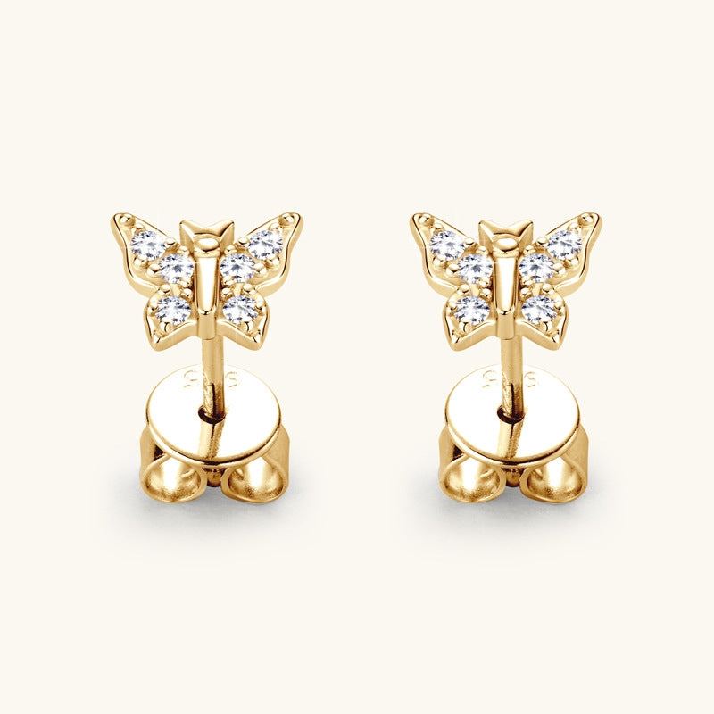 Elegant Butterfly Moissanite Sterling Silver Stud Earrings