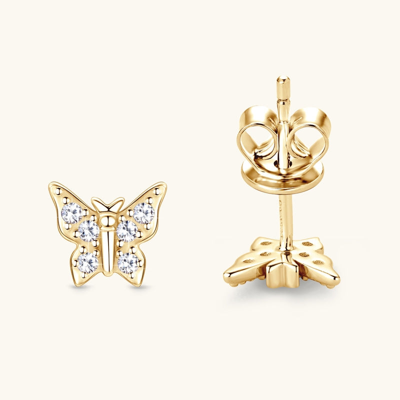 Elegant Butterfly Moissanite Sterling Silver Stud Earrings