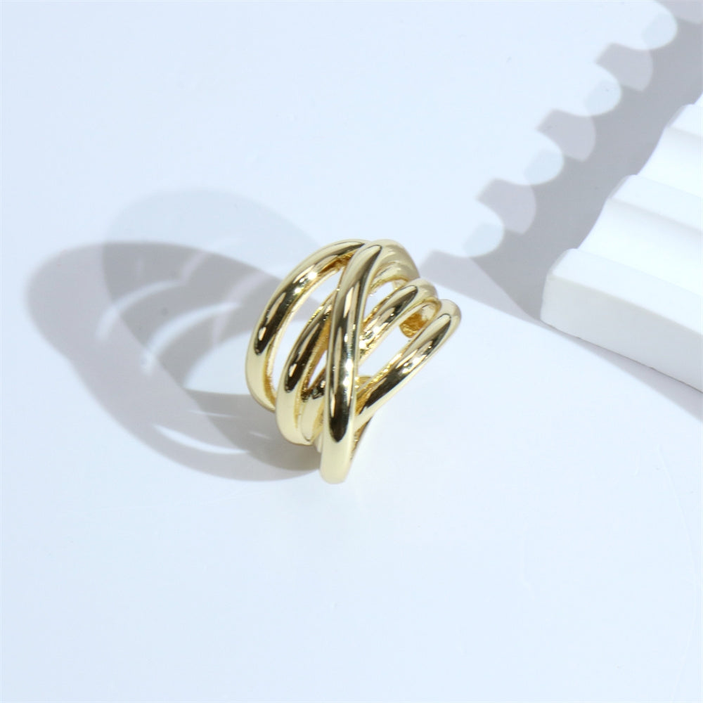 Minimalist C Shape 18k Gold Plated Open Ring with Irregular Wrap Design