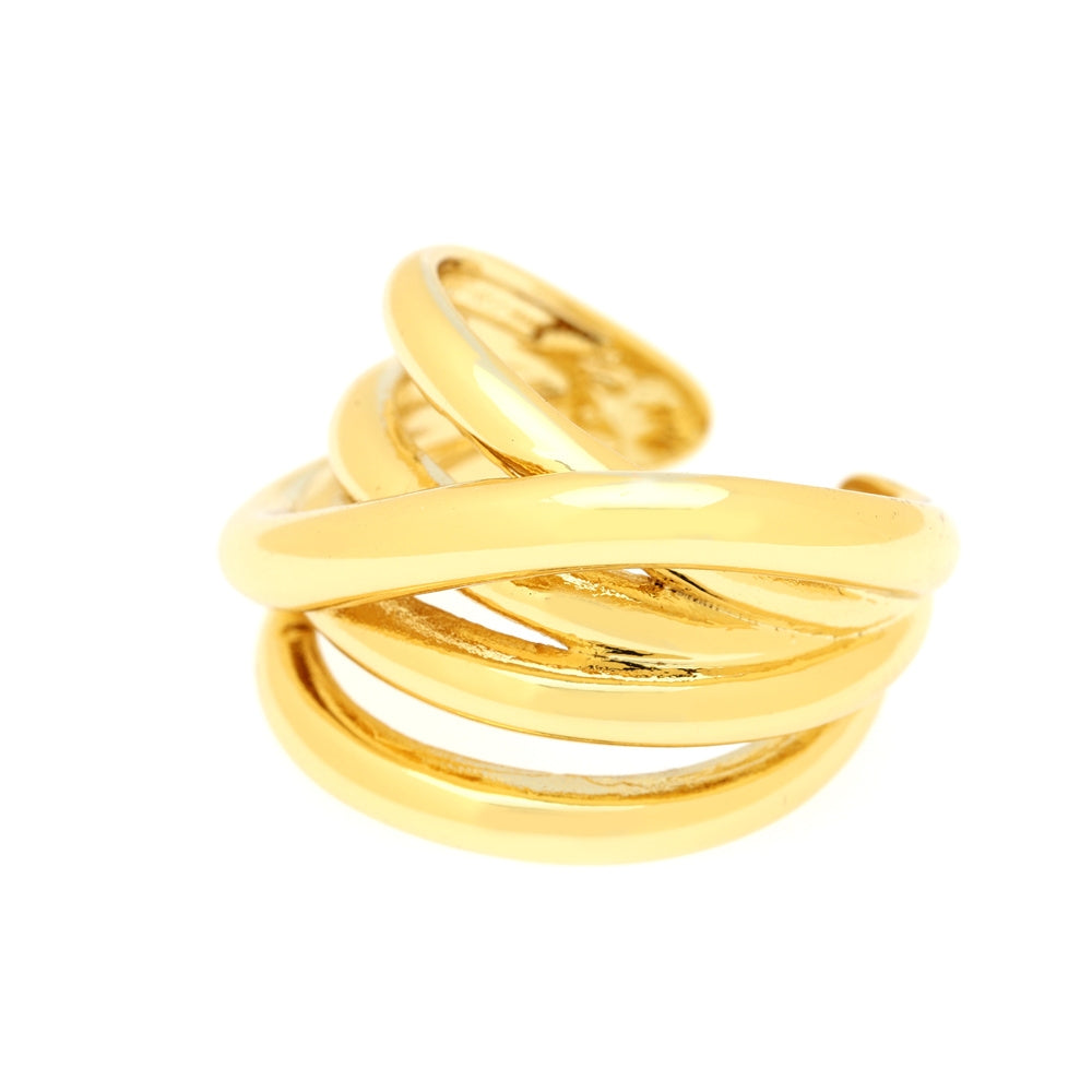 Minimalist C Shape 18k Gold Plated Open Ring with Irregular Wrap Design