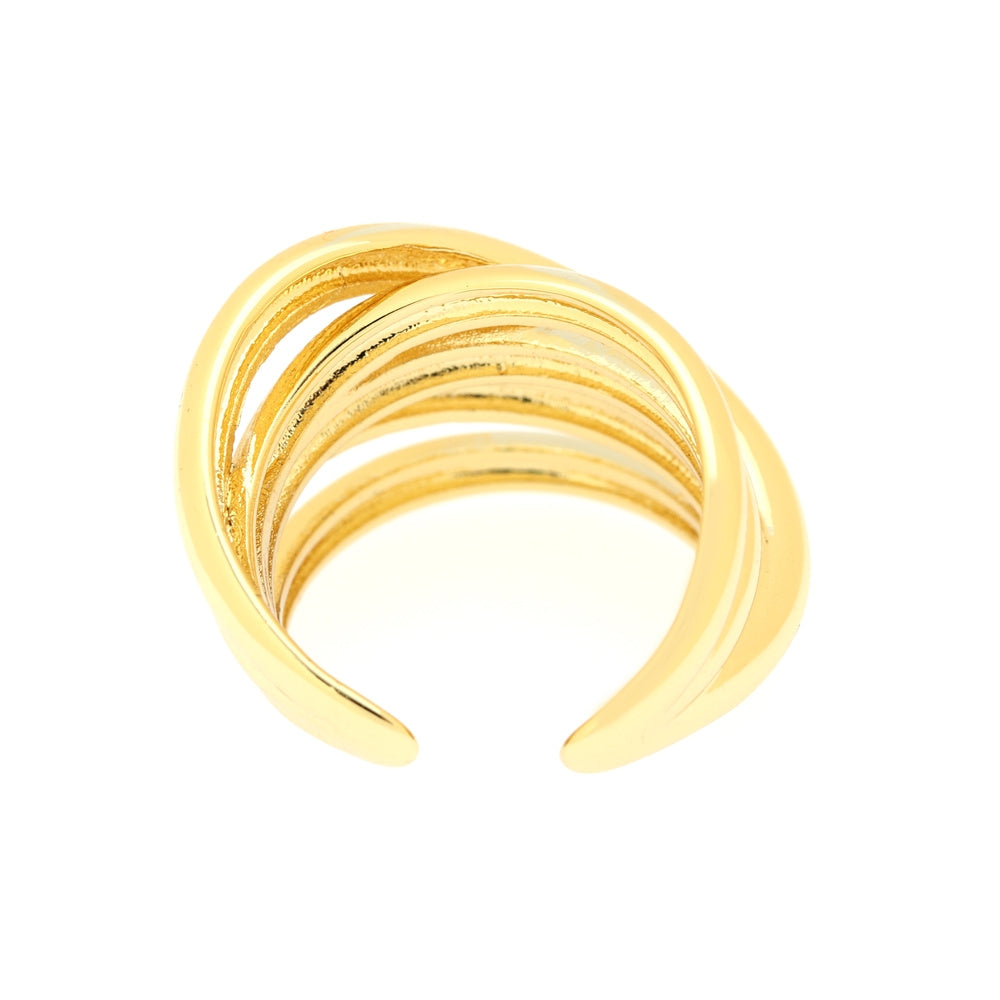 Minimalist C Shape 18k Gold Plated Open Ring with Irregular Wrap Design