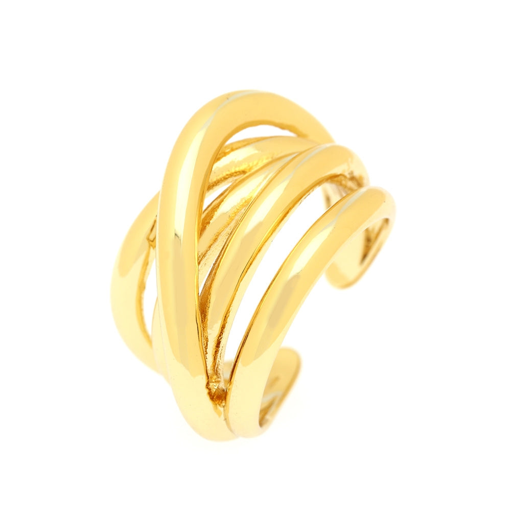 Minimalist C Shape 18k Gold Plated Open Ring with Irregular Wrap Design