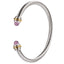 Simple C Shape Stainless Steel Adjustable Cable Bangle with Artificial Crystal Turquoise