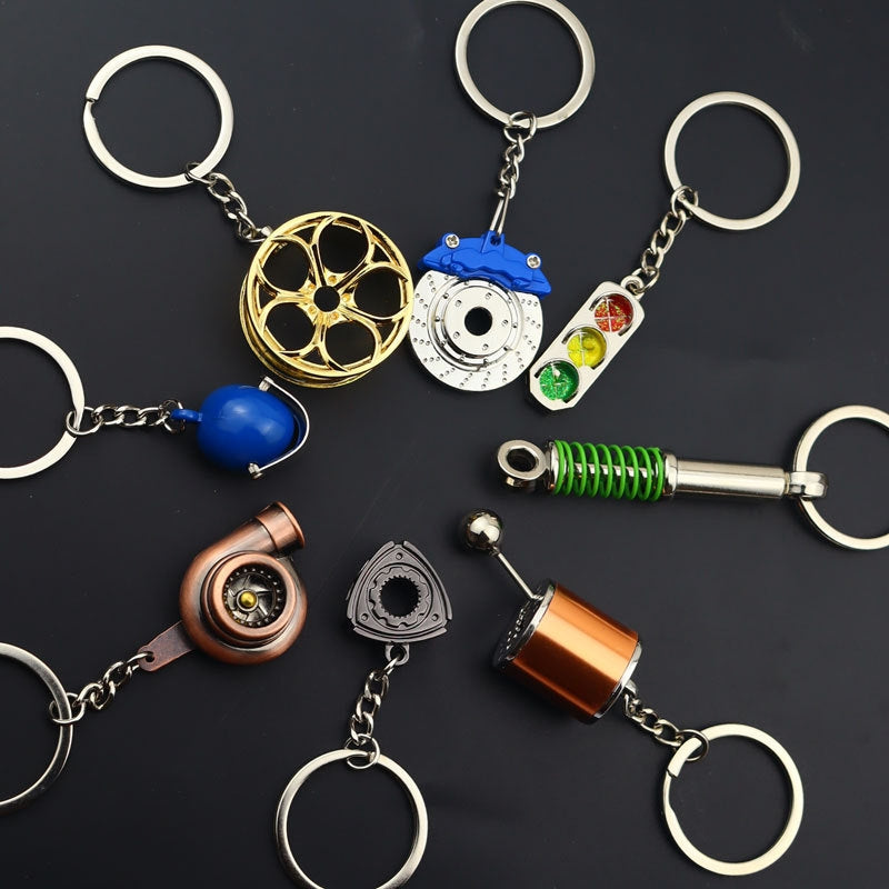 Simple Style Car Wheel Metal Keychain with Automotive Tool Charms