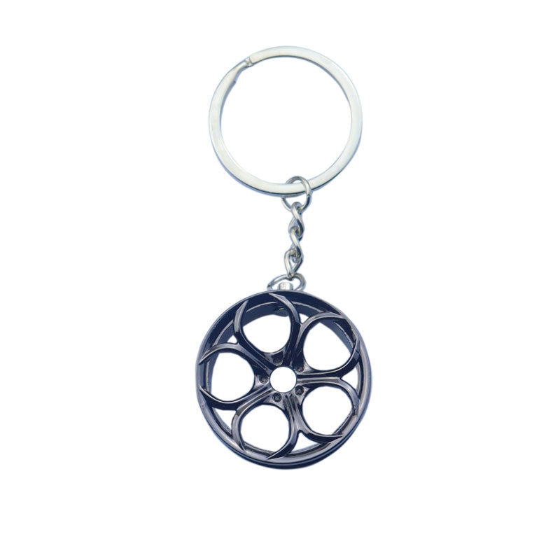 Simple Style Car Wheel Metal Keychain with Automotive Tool Charms