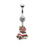 Simple Christmas Tree Snowflake Rhinestone Belly Ring in White Gold Plated Stainless Steel