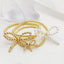 Simple Classic Bow Knot Imitation Pearl 18k Gold Beaded Bracelet for Women