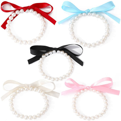 Simple Classic Bow Knot Imitation Pearl Elastic Bracelet