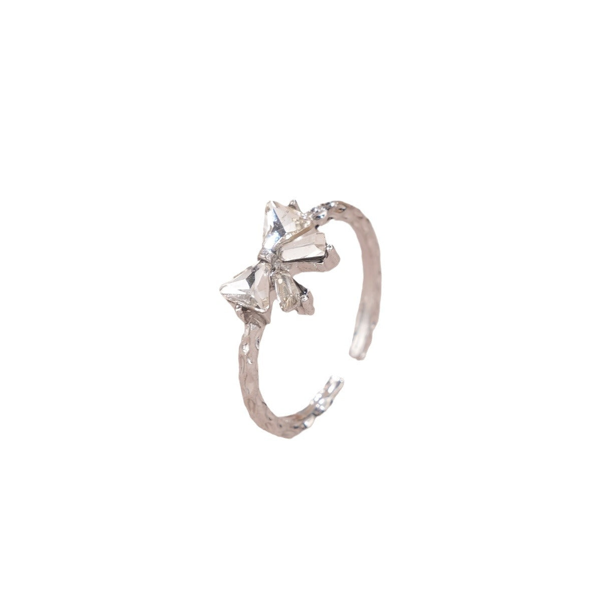 Simple Classic Bow Knot Adjustable Zircon Women's Ring