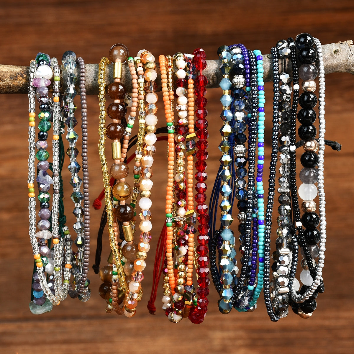 Simple Style Color Block Crystal Beaded Multi-Layer Women's Bracelet