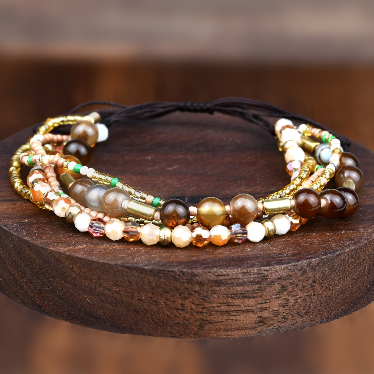 Simple Style Color Block Crystal Beaded Multi-Layer Women's Bracelet