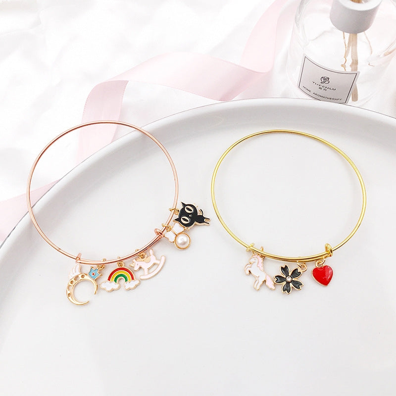 Adjustable Classic Round Solid Color Women's Bangle Bracelet