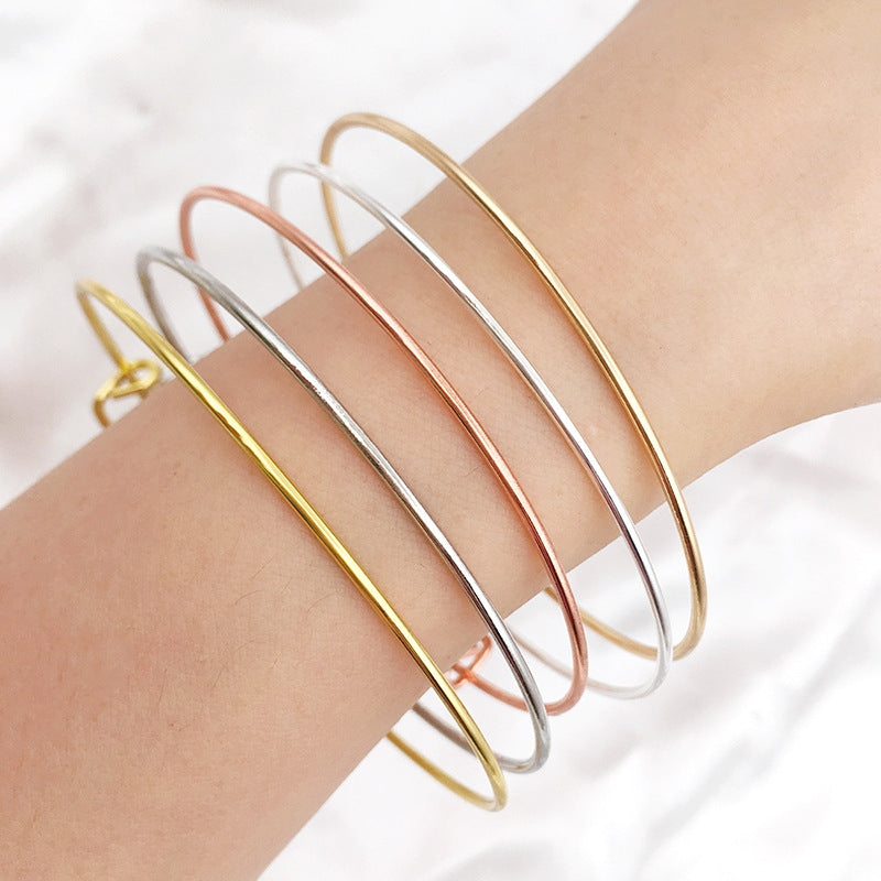 Adjustable Classic Round Solid Color Women's Bangle Bracelet