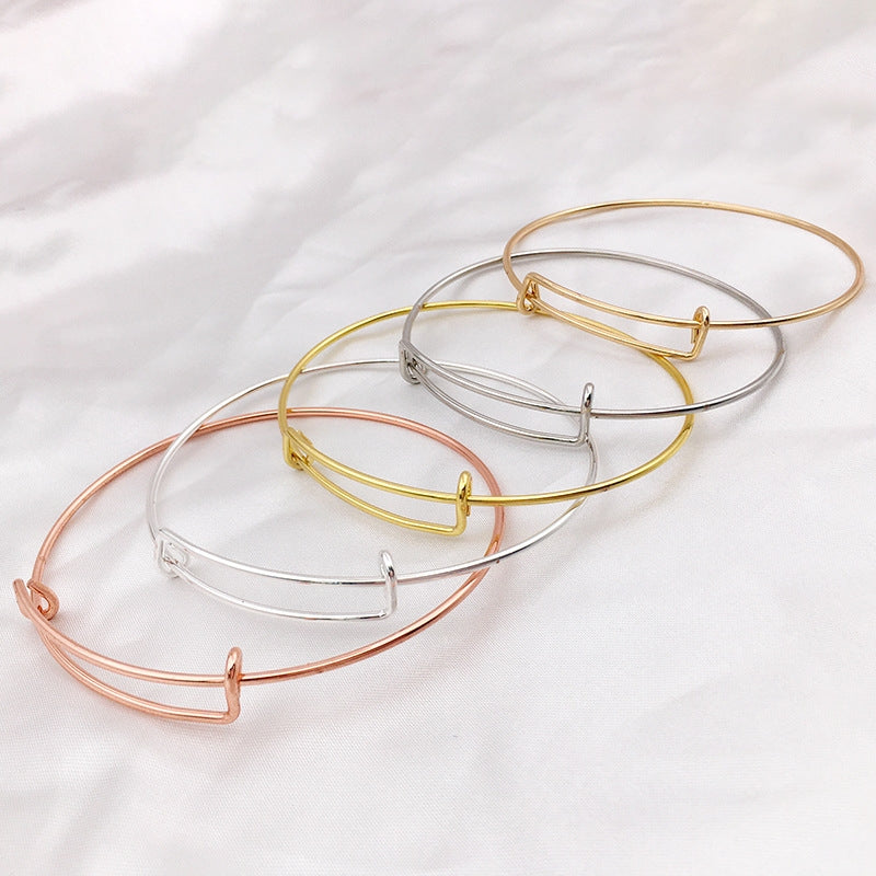 Adjustable Classic Round Solid Color Women's Bangle Bracelet