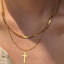 Simple Classic Cross Gold Plated Layered Necklace with Pearl Pendant