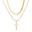 Simple Classic Cross Gold Plated Layered Necklace with Pearl Pendant