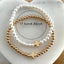 Simple Classic Cross Imitation Pearl Copper Bead Bracelet Set