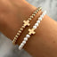 Simple Classic Cross Imitation Pearl Copper Bead Bracelet Set