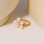 Simple Style Freshwater Pearl 18K Gold Plated Ring