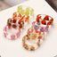 Acrylic Fruit Print Resin Rings for Women - Candy Color Heart Design