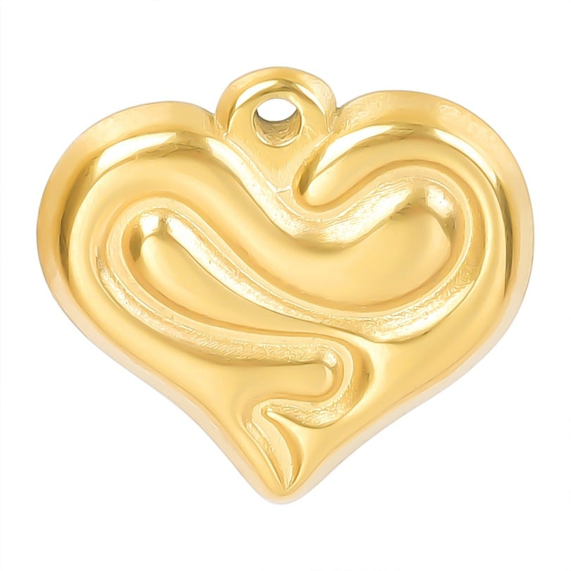 Simple Heart Shape 304 Stainless Steel Women's Pendant Necklace with 18k Gold Plating