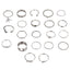 Simple Insect Heart Shape Rhinestone and Pearl Geometric Ring Set - 21 Pieces