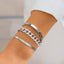 Simple Geometric Metal Layered Chain Bracelet Set for Women