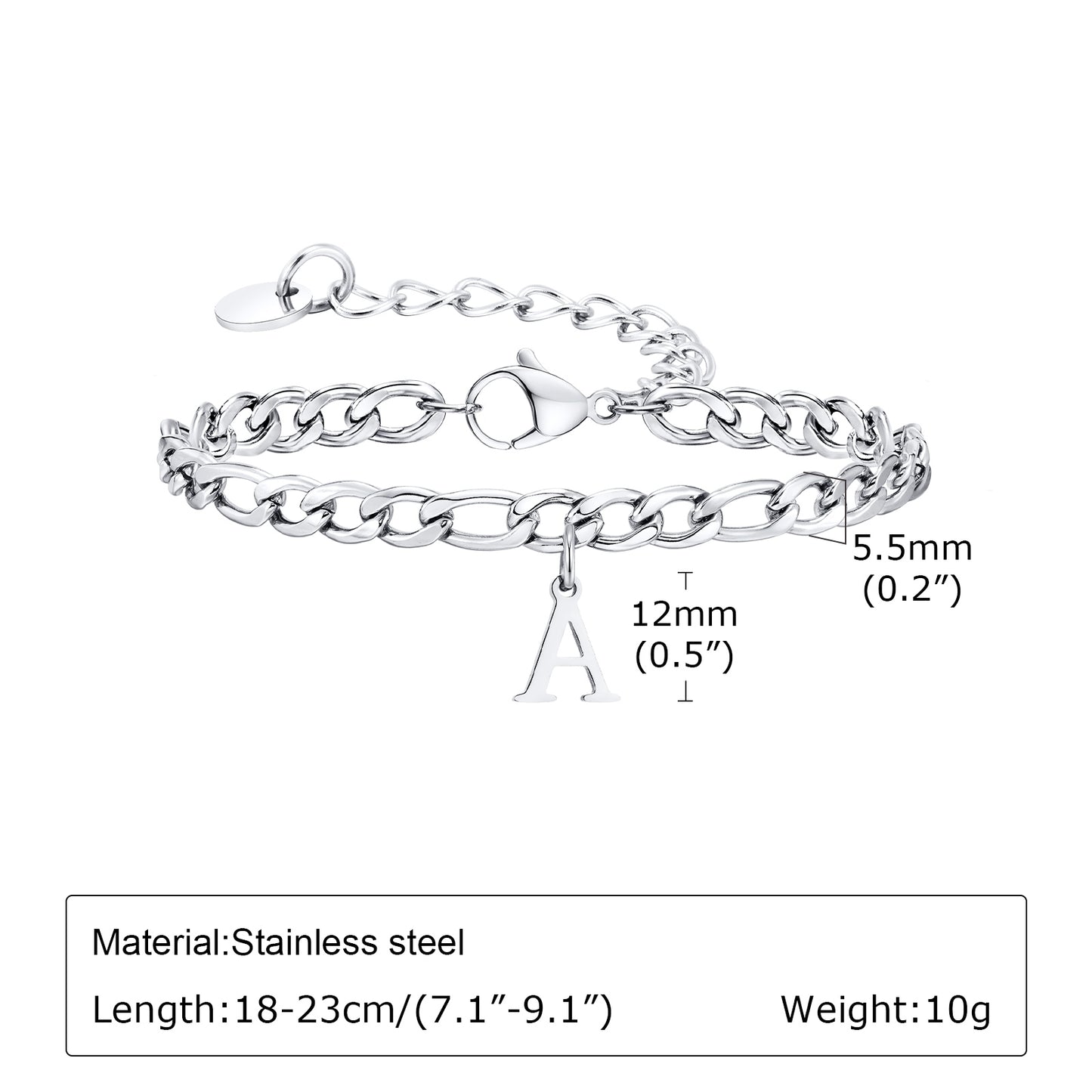 Simple Style 201 Stainless Steel Men's Letter Bracelet Chain