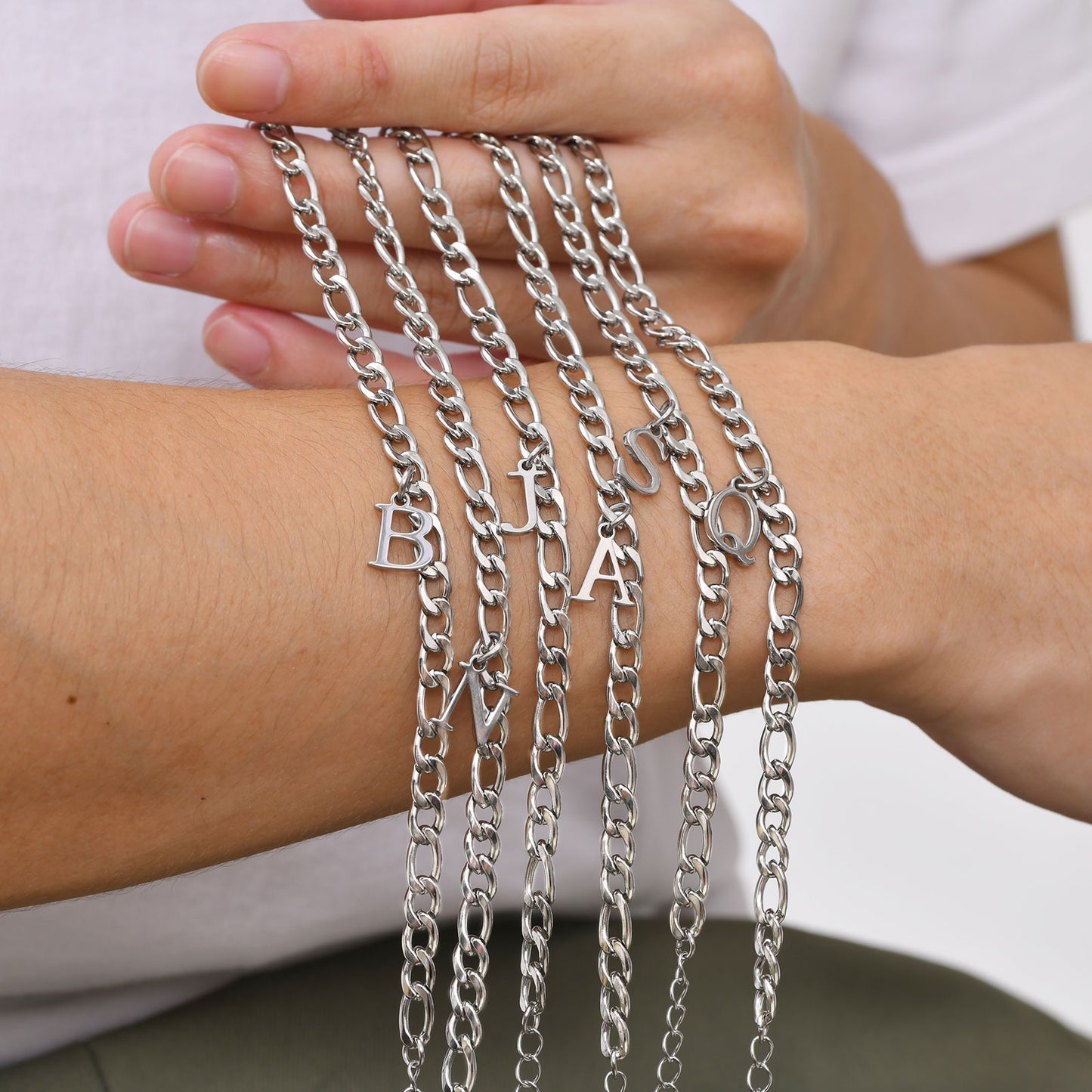 Simple Style 201 Stainless Steel Men's Letter Bracelet Chain