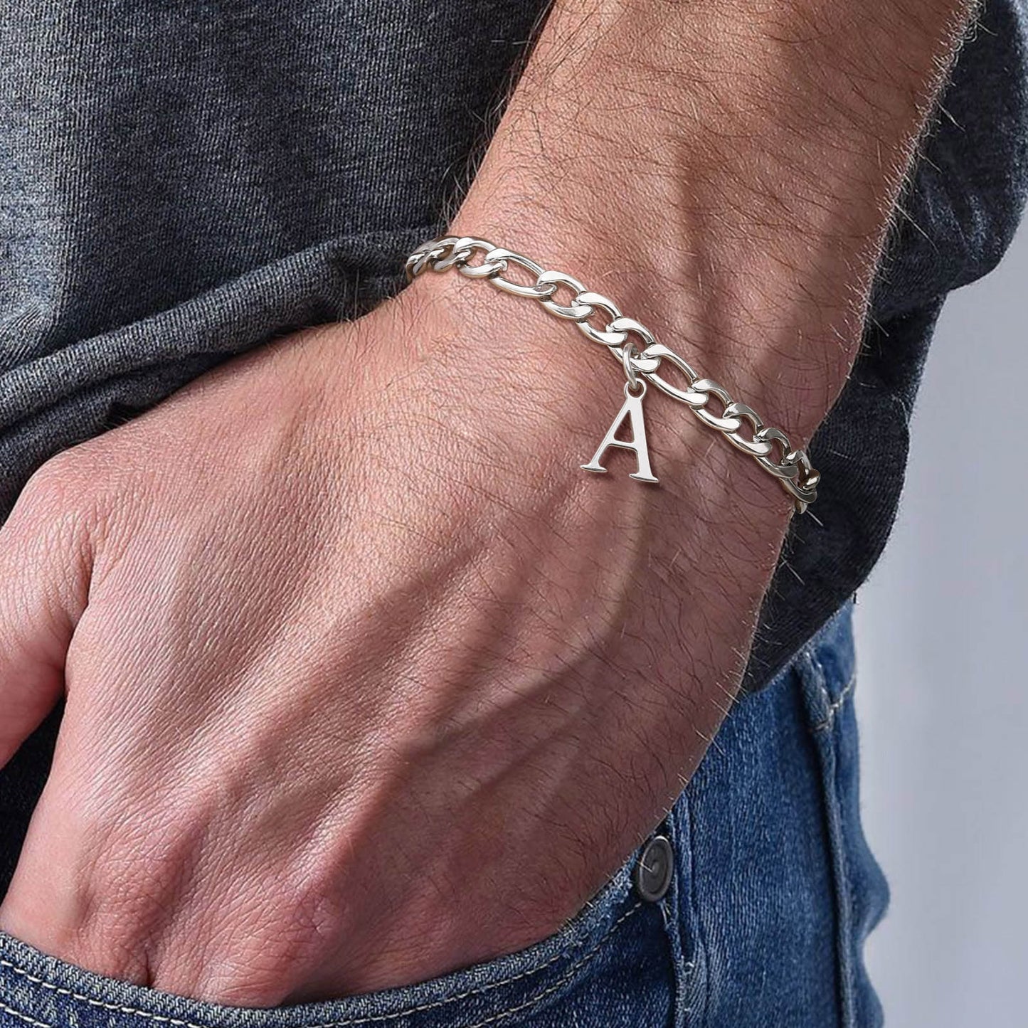 Simple Style 201 Stainless Steel Men's Letter Bracelet Chain