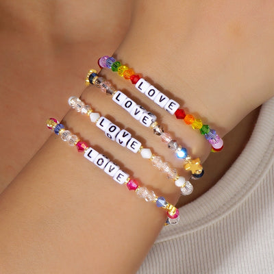 Simple Style Letter Crystal Love Bracelet Set for Women